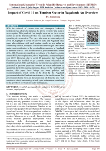 Impact of Covid 19 on Tourism Sector in Nagaland An Overview