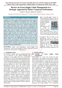 Review on Green Supply Chain Management as a Strategic Approach for Better Corporate Performance