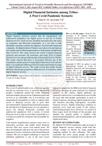 70 Digital Financial Inclusion Among Tribes A Post Covid Pandemic Scenario