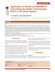 Depth of Submerged ball in RO water system