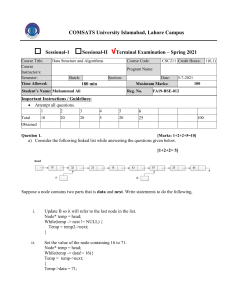 Data Structures & Algorithms Exam - Spring 2021
