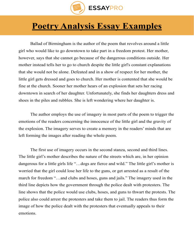 Poetry Analysis Essay Examples