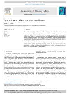 Toxic nephropathy Adverse renal effects caused by drugs