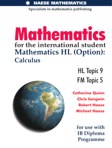 Mathematics HL Calculus Textbook for IB Diploma