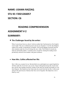Reading Comprehension Assignment Summary