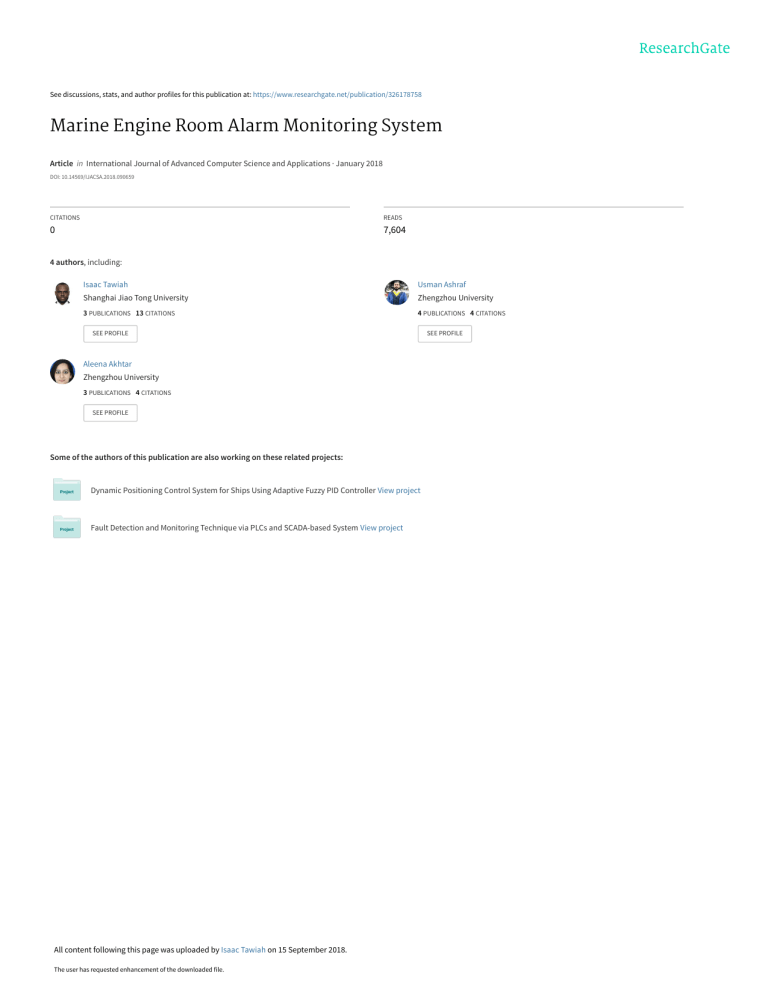 Marine Engine Room Alarm Monitoring System