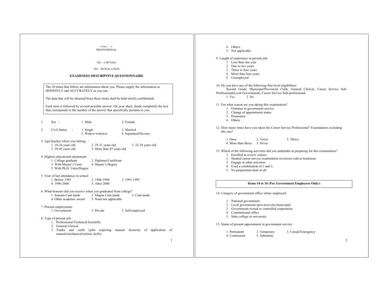 1 Civil Service Mock Exam Sample 170 Items With Answers 