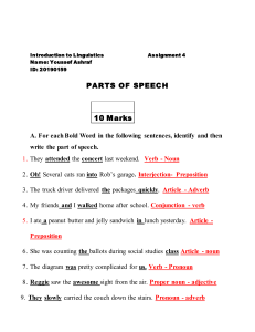 Introduction to Linguistics                           Assignment 4
