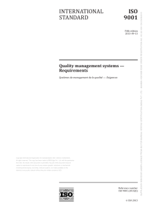 ISO 9001:2015 Quality Management Systems Requirements