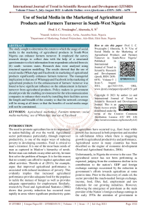 Use of Social Media in the Marketing of Agricultural Products and Farmers Turnover in South West Nigeria