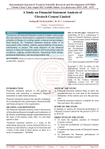 A Study on Financial Statement Analysis of Ultratech Cement Limited