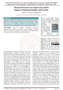 324 Electoral Processes in Central Asia and its Impact on Regional Stability and Securitiy