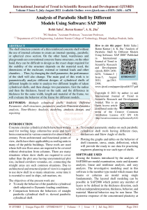 Analysis of Parabolic Shell by Different Models Using Software SAP 2000