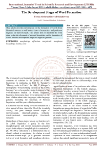 344 The Development Stages of Word Formation