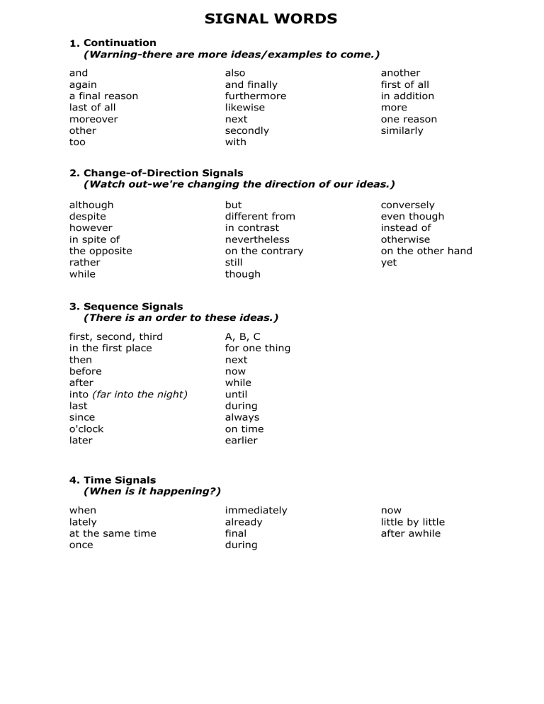 Signal Words