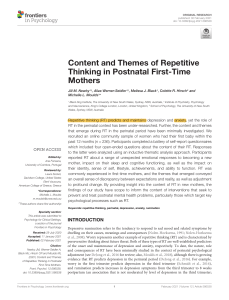 Repetitive Thinking in Post-natal mothers