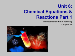 Balancing Equations and Types of Chemical Reactions