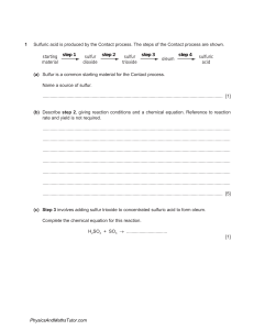 Manufacture & Uses of Sulfur 1 QP