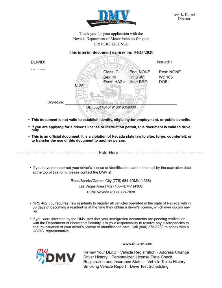 Temporary Driver s License Template