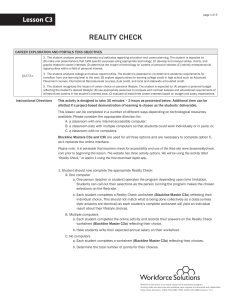 Career Exploration Lesson Plan: Reality Check Activity