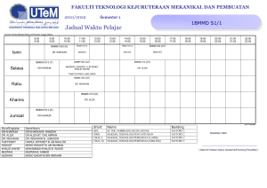 1BMMD S1/1 Timetable - UTeM Mechanical Engineering