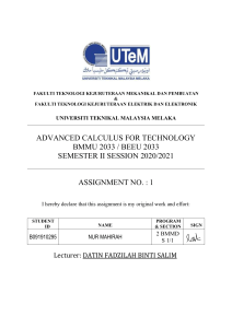 Advanced Calculus Assignment - UTeM