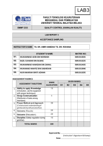 Acceptance Sampling Lab Report - Quality Control