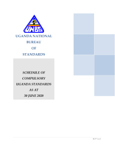 SCHEDULE OF COMPULSORY UGANDA STANDARDS 30 JUNE 2020 (1)