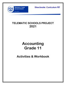 Grade 11 Accounting Activities & Workbook