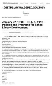 January 22, 1998 – DO 6, s. 1998 – Poli... Development   Department of Education
