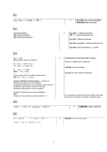 Radical substitution, Yr 12 Marking Scheme