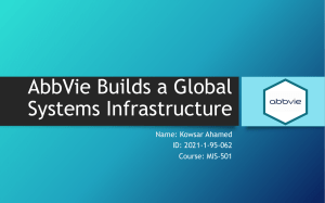 AbbVie Builds a Global Systems Infrastructure 2021-1-95-062 Kowsar Ahamed MBA EWU