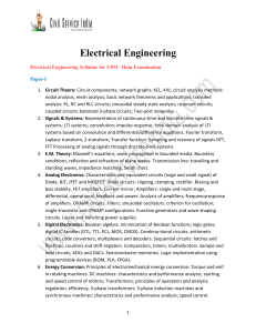 Electrical Engineering Syllabus for UPSC Main Exam