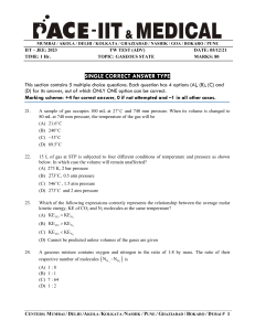 Gaseous State (ADV) Question Paper