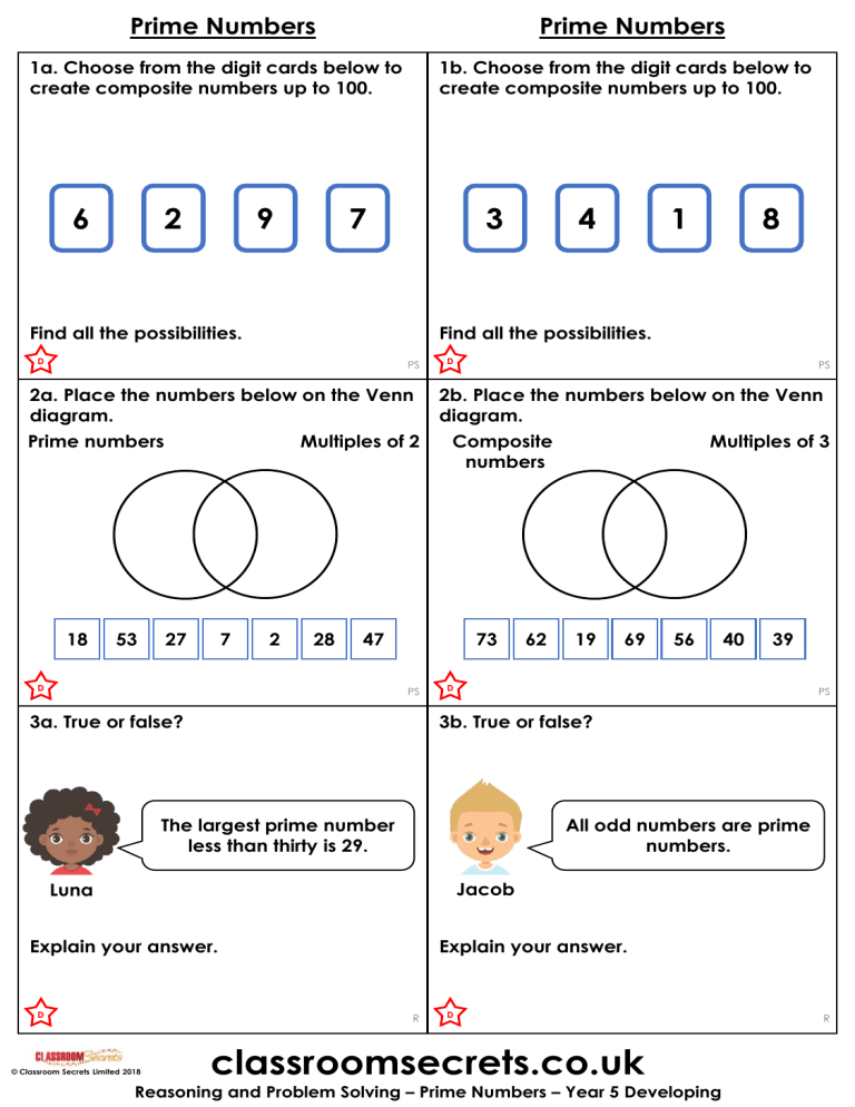 prime numbers year 5 problem solving