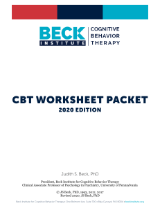 CBT - Worksheet-Packet-2020 - Beck Institute