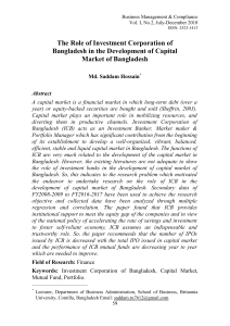 Impact of investment banks on the development of corporate financing base in Bangladesh: A study on ICB