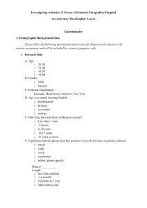 Thai English Accent Attitudes Among Nurses Questionnaire