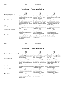 introductory paragraph rubric
