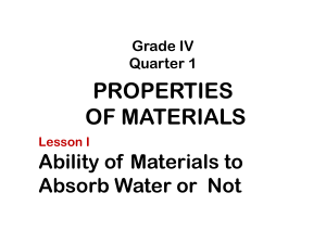 1-Grade 4-Lesson 1-Ability of Materials to Absorb Water or Not