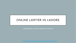 Online Lawyer in Lahore Pakistan - Now Get Advice With Free Consultancy