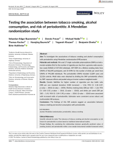 J Clinic Periodontology - 2021 - Baumeister - Testing the association between tobacco smoking  alcohol consumption  and