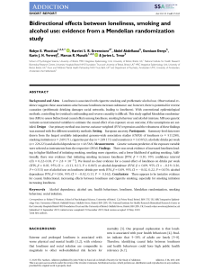 Loneliness, Smoking, Alcohol: A Mendelian Randomization Study