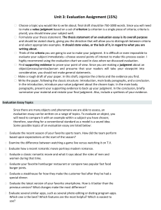 Evaluation Essay Assignment Instructions