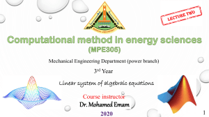 Computational method in energy sciences, Lec (2)