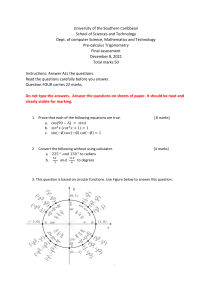 Pre-calculus Trigonometry Final Assessment