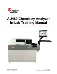 AU480 Chemistry Analyzer In-Lab Training Manual