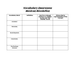 Mexican Revolution Vocabulary 