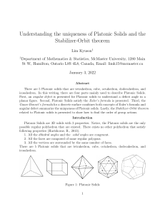 Understanding the uniqueness of Platonic Solids and the Stabilizer-Orbit theorem
