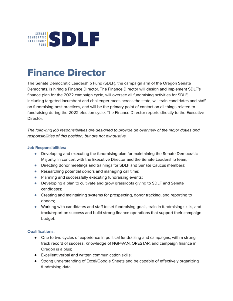 Finance Director Job Description